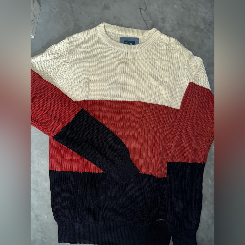 Colorblock Sweater in Red, Black, and Cream